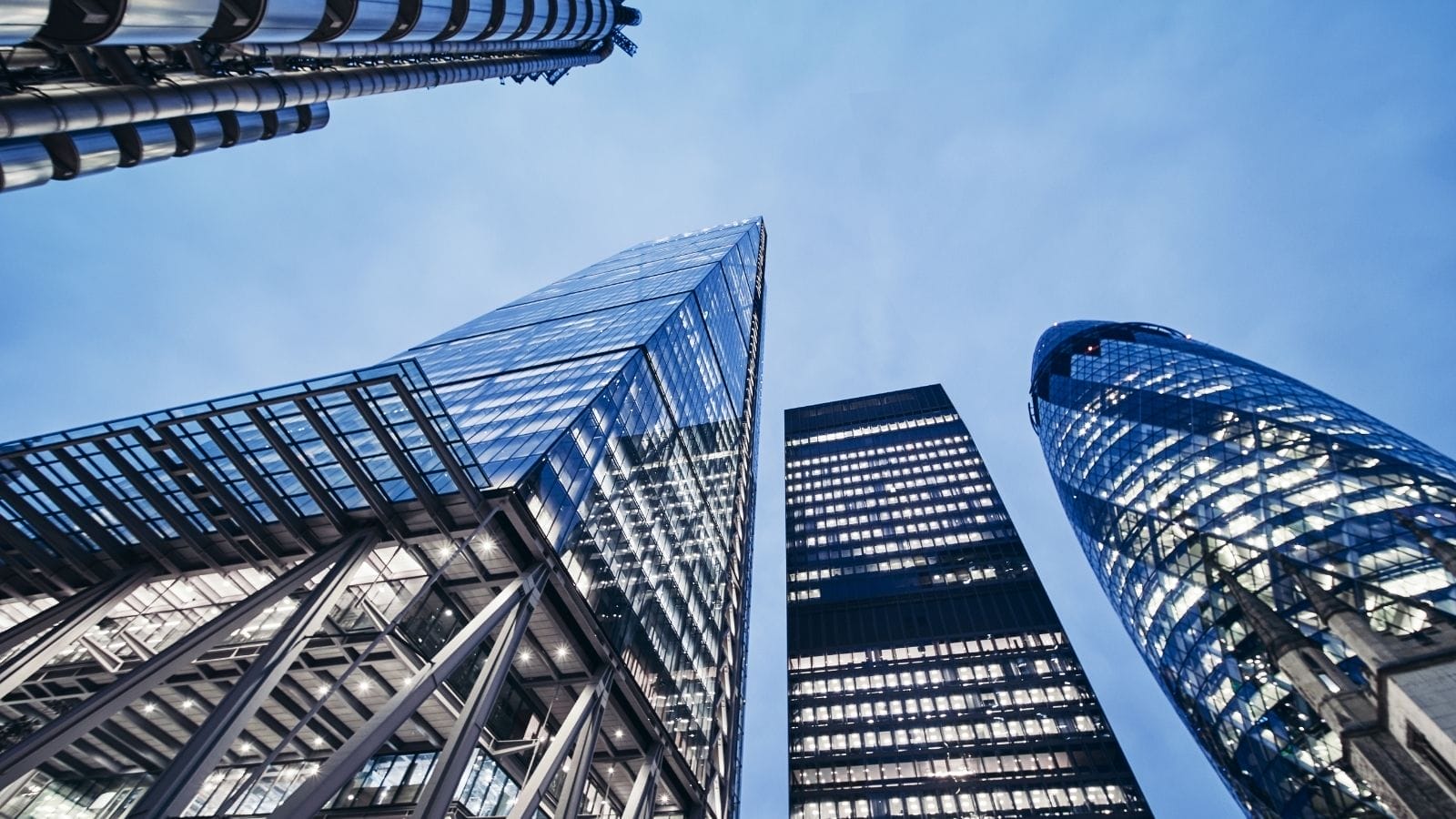 Skyline of financial district in City of London