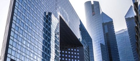 Glass buildings at La Défense, Paris
