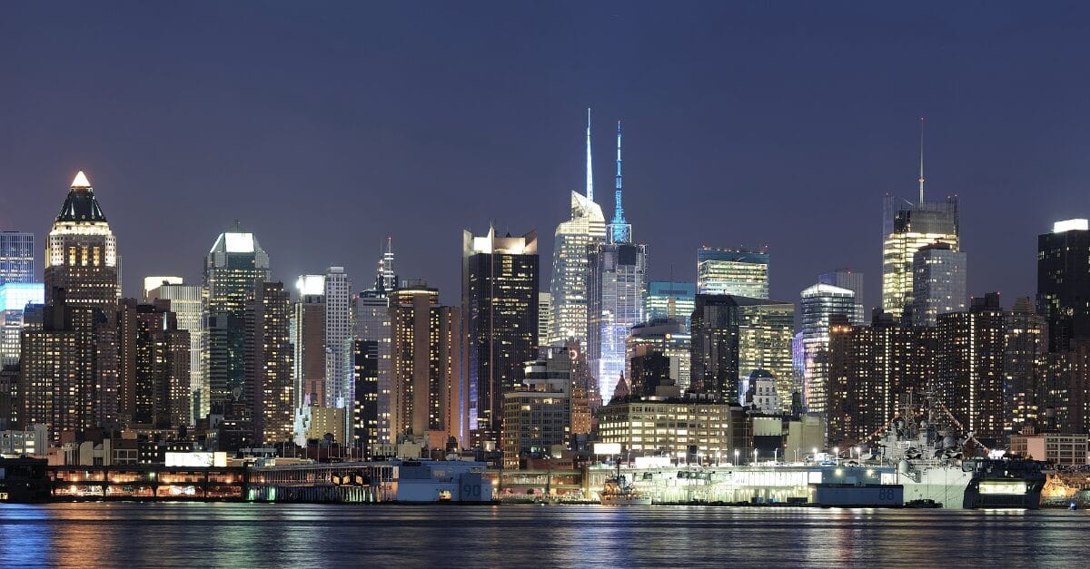 Skyline of New York City by night