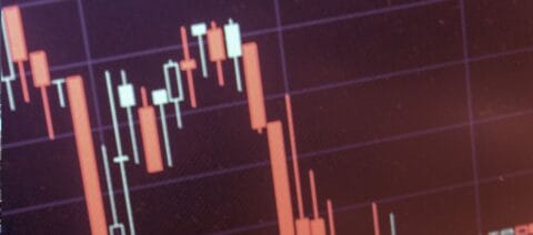 Chart of the stock market on a screen.