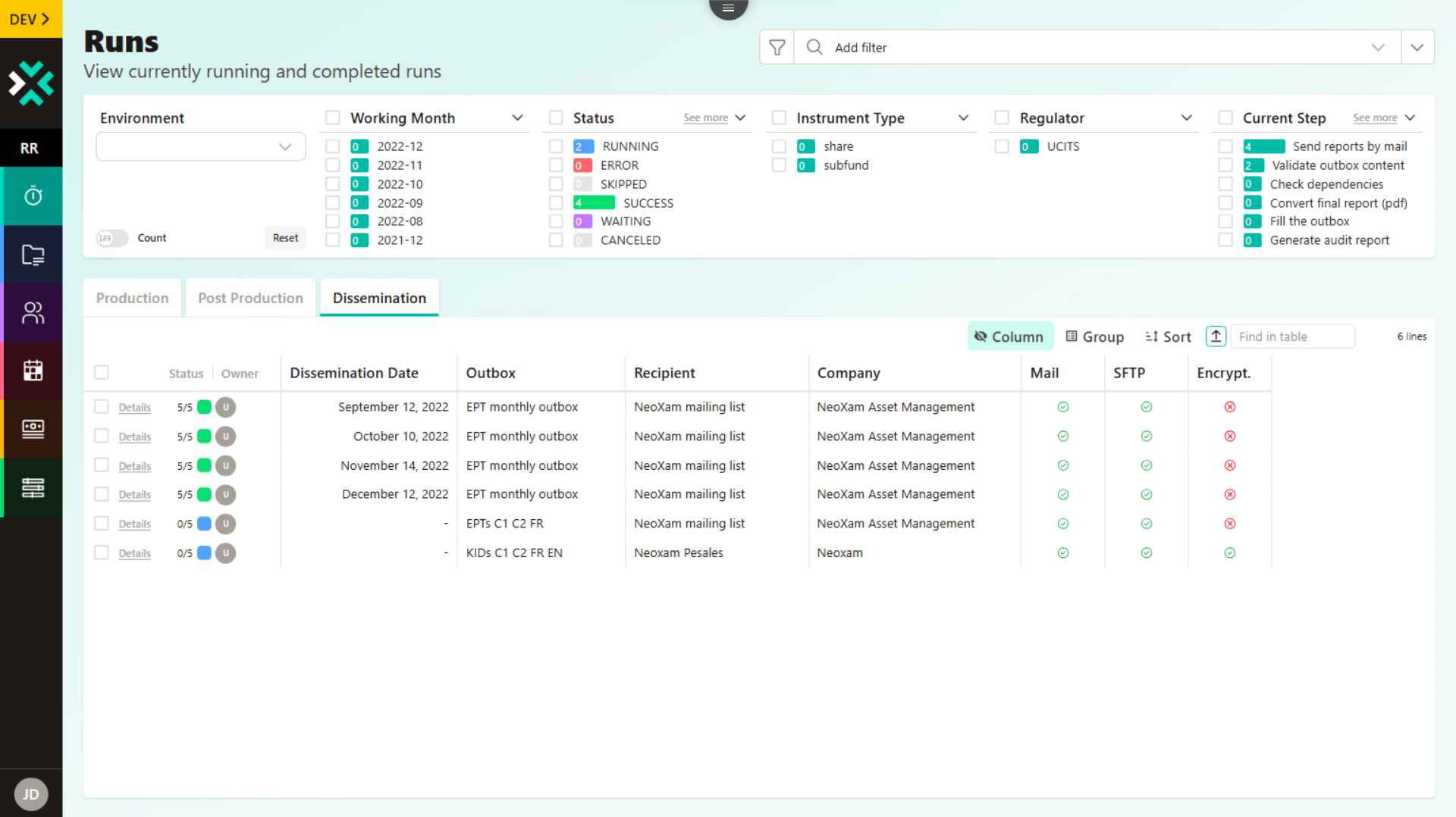 NeoXam Impress Dissemination screenshot
