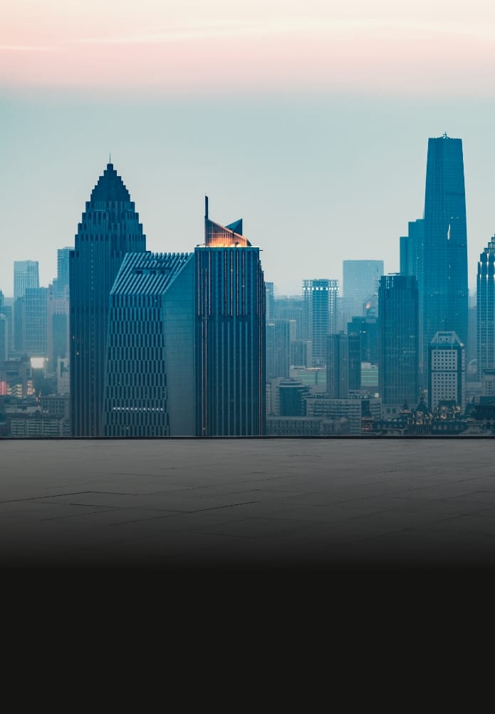 empty square front of tianjin city skyline,china.