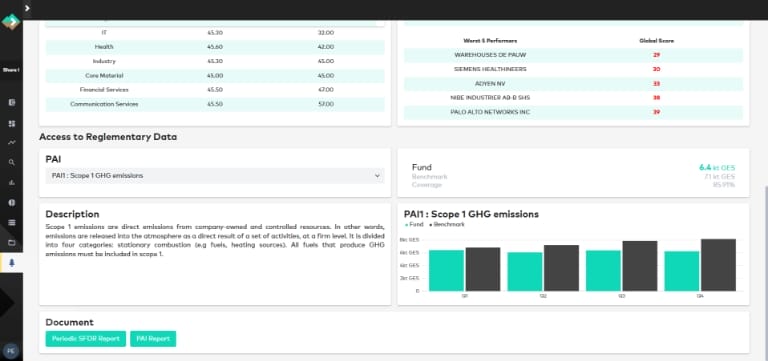 neoxam esg reglementary data screenshot
