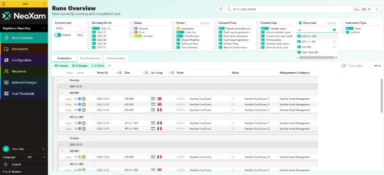 NeoXam RAAS Overview Screenshot