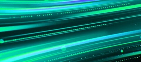 Technology background with abstract digital flow. Colorful light trails illustration with bright particles