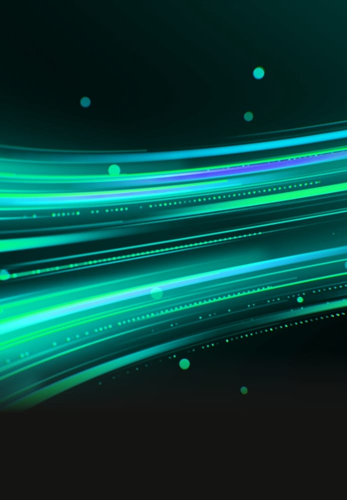 Technology background with abstract digital flow. Colorful light trails illustration with bright particles