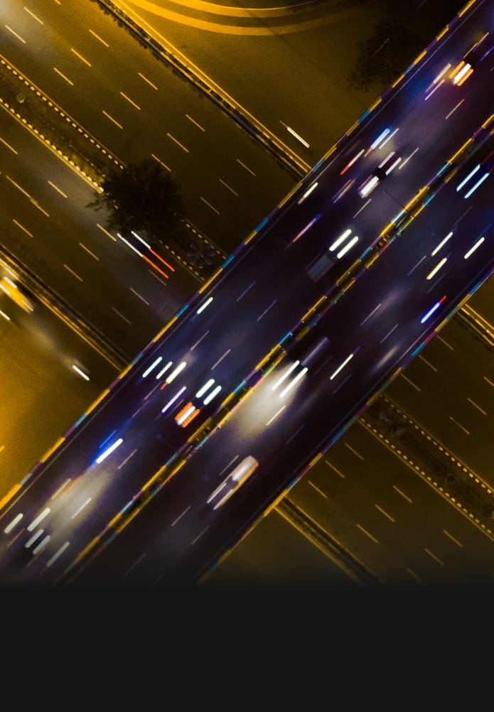 Beautiful light trails on the overpass tollway